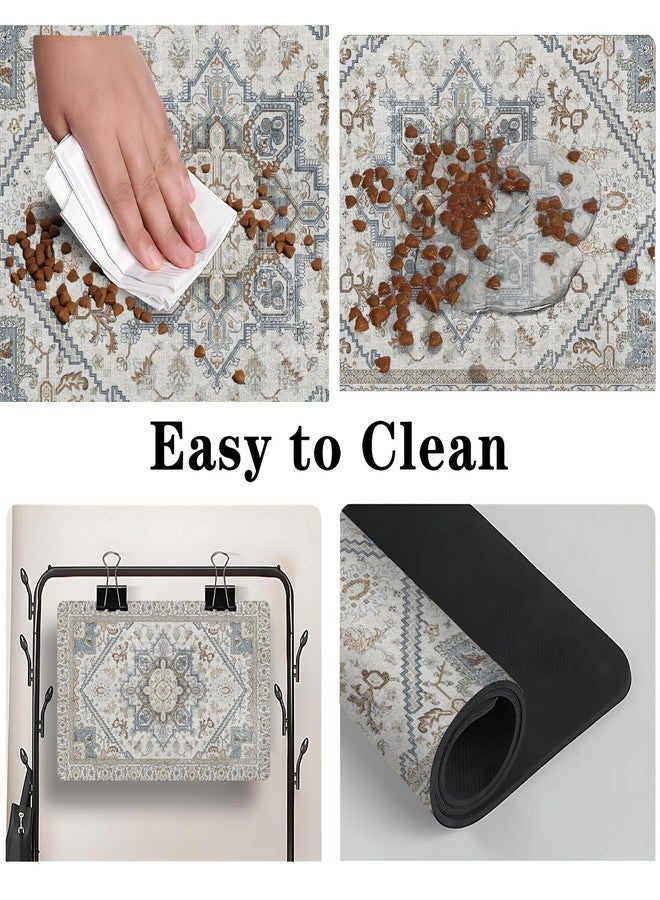 QXWREL Dog Food Mats for Floors, Absorbent and Quick-Drying Pet Cat Food Mat,Anti-Fouling and Easy-to-Clean Pet Feeding Mat,Dog Bowl Mat for Messy Drinking Water Bowls.12 x20, Bohemia Style - Image 4