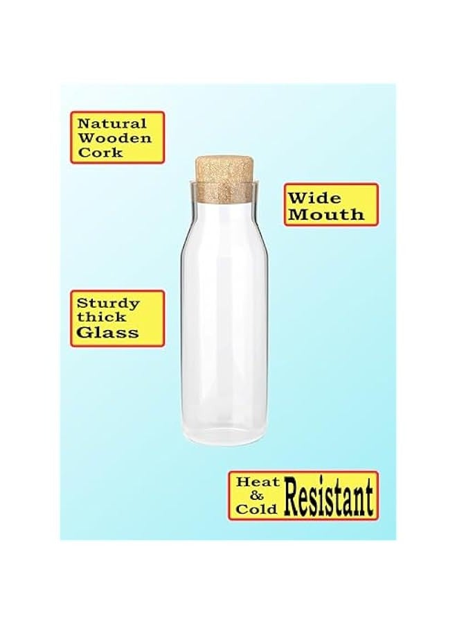 بيوينتي قارورة زجاجية سعة 1200 مل من ماماتونز مع غطاء من الفلين، زجاجة من زجاج البوروسيليكات للمشروبات الساخنة والباردة، زجاجات تخزين الحليب، ابريق زجاجي للمياه والعصير والقهوة والشاي المثلج - Image 3