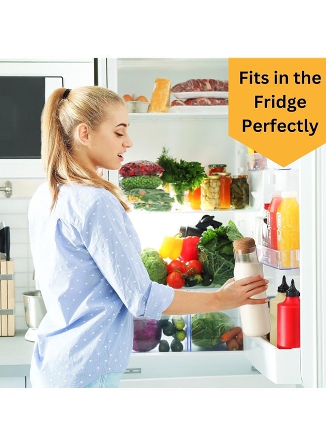 بيوينتي قارورة زجاجية سعة 1200 مل من ماماتونز مع غطاء من الفلين، زجاجة من زجاج البوروسيليكات للمشروبات الساخنة والباردة، زجاجات تخزين الحليب، ابريق زجاجي للمياه والعصير والقهوة والشاي المثلج - Image 4