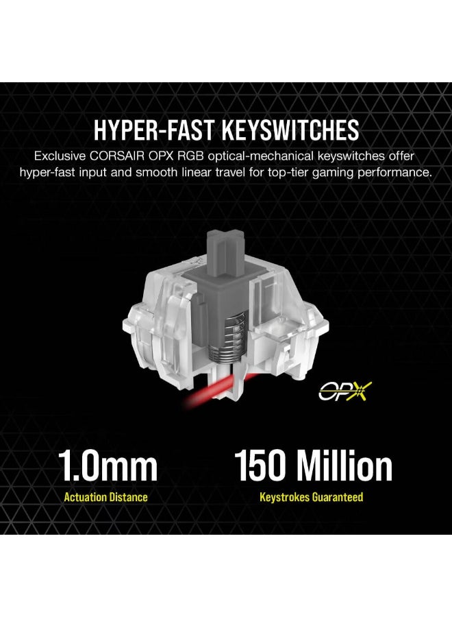 CORSAIR K60 Pro TKL RGB Tenkeyless Optical-Mechanical Gaming Keyboard, OPX Switches, Brushed Aluminium Structure, Removable USB Type-C Cable, AR Layout, QWERTY, Black - Image 5