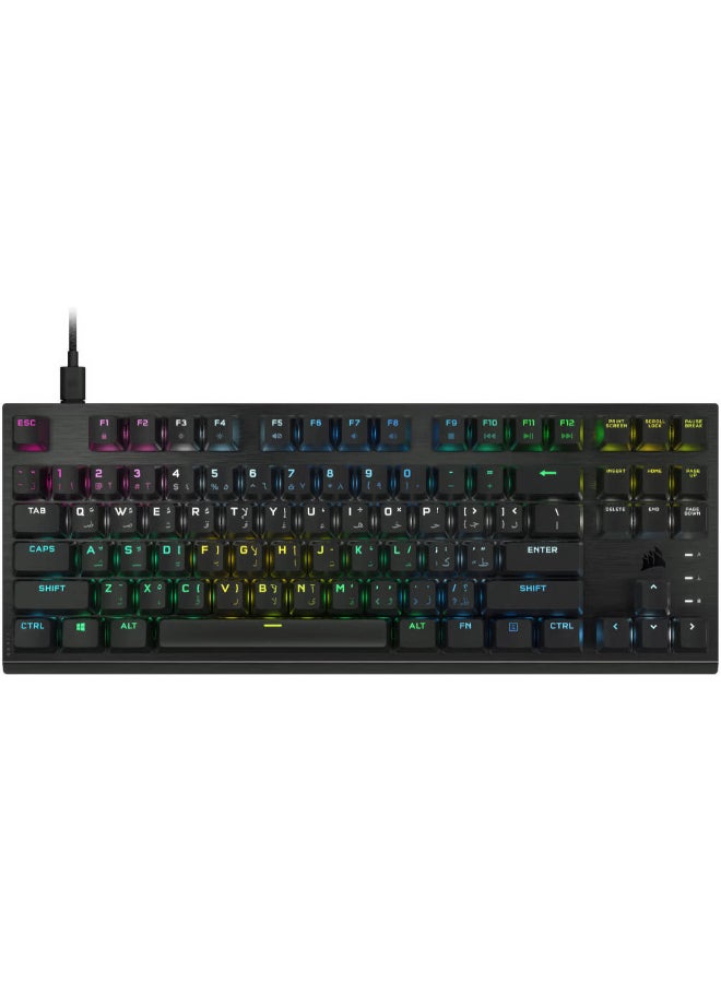 CORSAIR K60 Pro TKL RGB Tenkeyless Optical-Mechanical Gaming Keyboard, OPX Switches, Brushed Aluminium Structure, Removable USB Type-C Cable, AR Layout, QWERTY, Black - Image 1