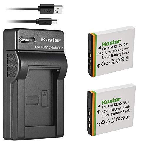 Kastar بطارية كاستار (X2) وشاحن USB رفيع لكاميرات كوداك KLIC-7001 وكوداك EasyShare M320، M340، M341، M753 Zoom، M763، M853 Zoom، M863، M893 is، M1063، M1073 is، V550، V570، V610، V705، V750 - Image 1