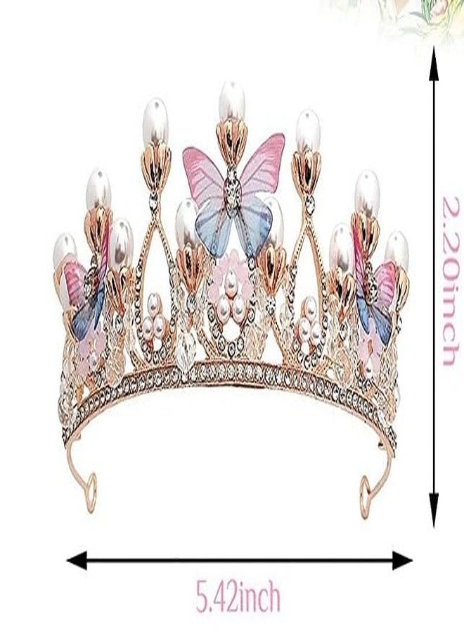 ZDQTRA Crystal Tiara Crown Pearl Princess Costume Crown Headband Flower Pageant Handmade Hair Accessories Cosplay,Birthday,Celebration for Girl Women(1pcs) - Image 4