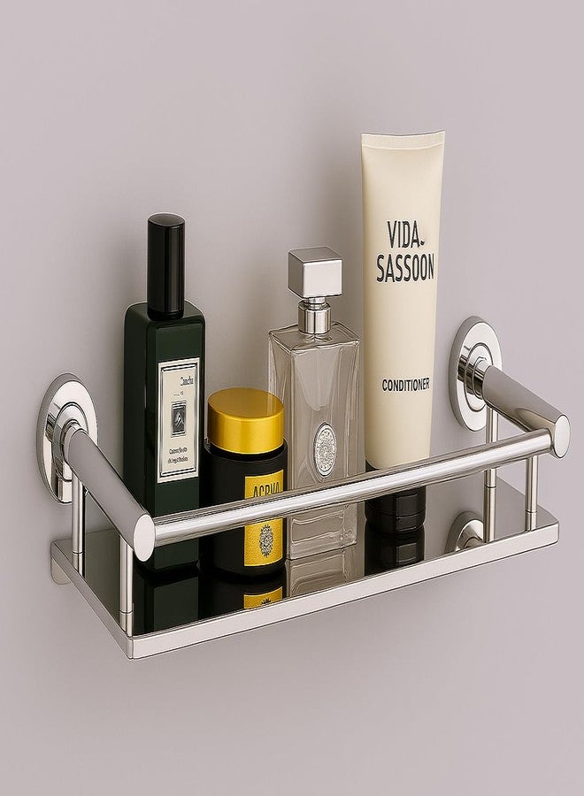 KYMIO Premium Stainless Steel Bathroom Wall Shelf with Rail - Rust-Proof Floating Rack Organizer for Shampoo, Conditioner, Toiletries - Space-Saving Storage Shelf for Bathroom & Kitchen - Image 4