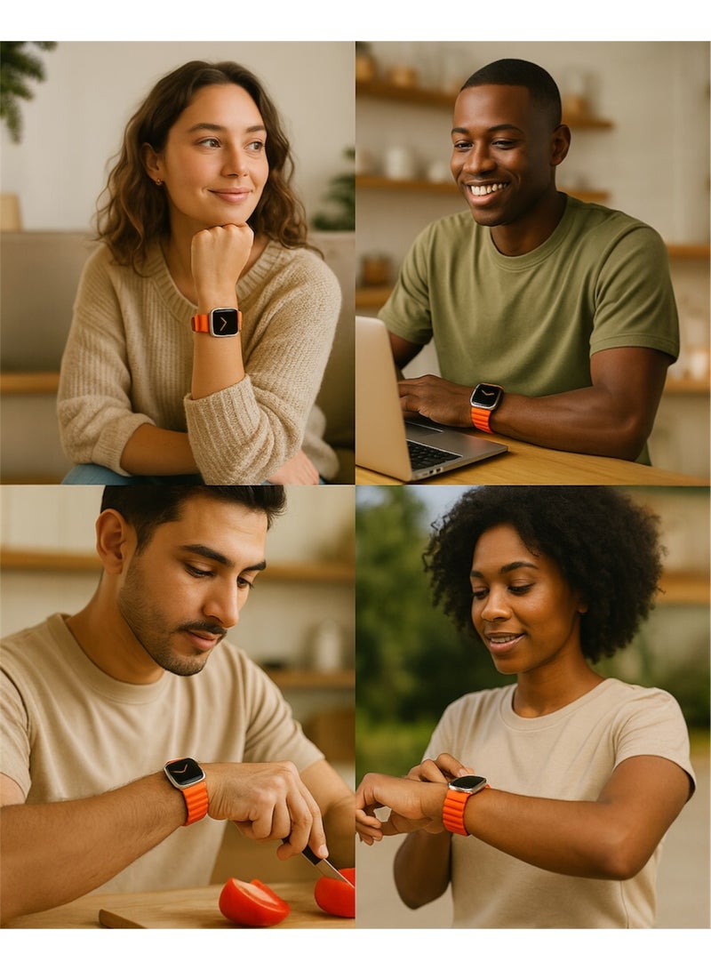 سوار سيليكون مغناطيسي بلونين متوافق مع Apple Watch بمقاسات 42/44/45/46/49 مم للموديلات ذات الحجم الكبير، حزام سيليكون ناعم بإغلاق مغناطيسي آمن، مناسب لـ Series 1–10 و SE و Ultra و Ultra 2 - Image 4