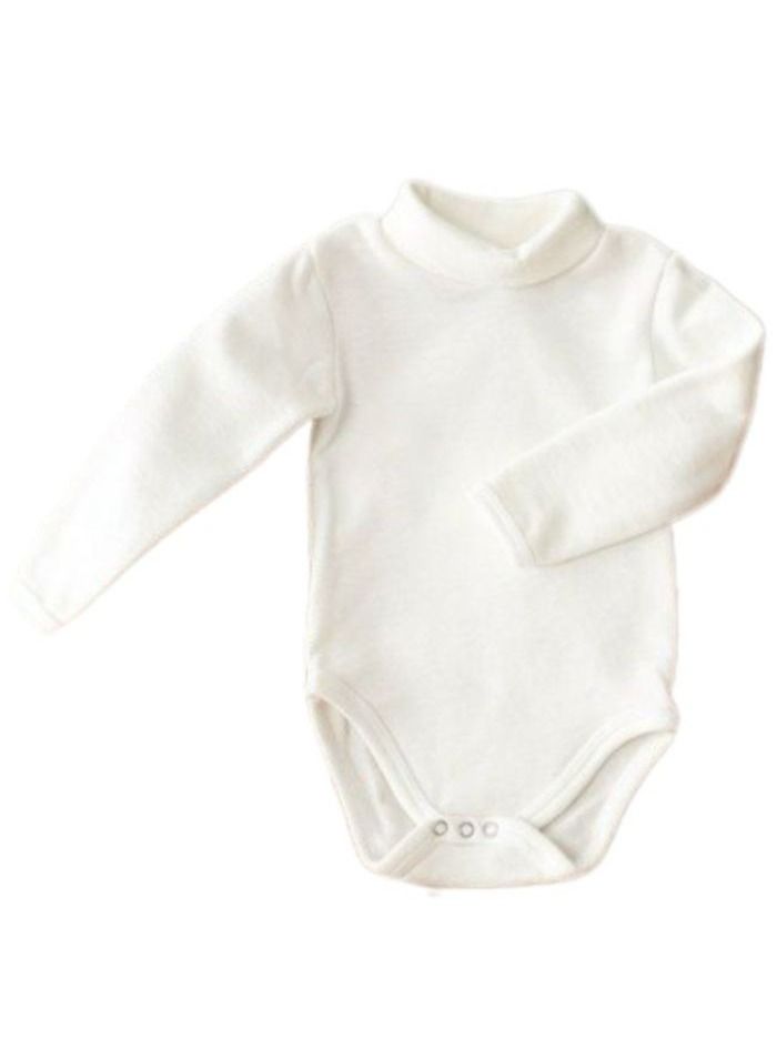 High Cool Basic Baby Jumpsuit with Two Snaps Newborn Winter Jumpsuit High Neck Long Sleeves Fleece Lined Terry Jumpsuit Infant Bodysuit, OFF-White - Image 2