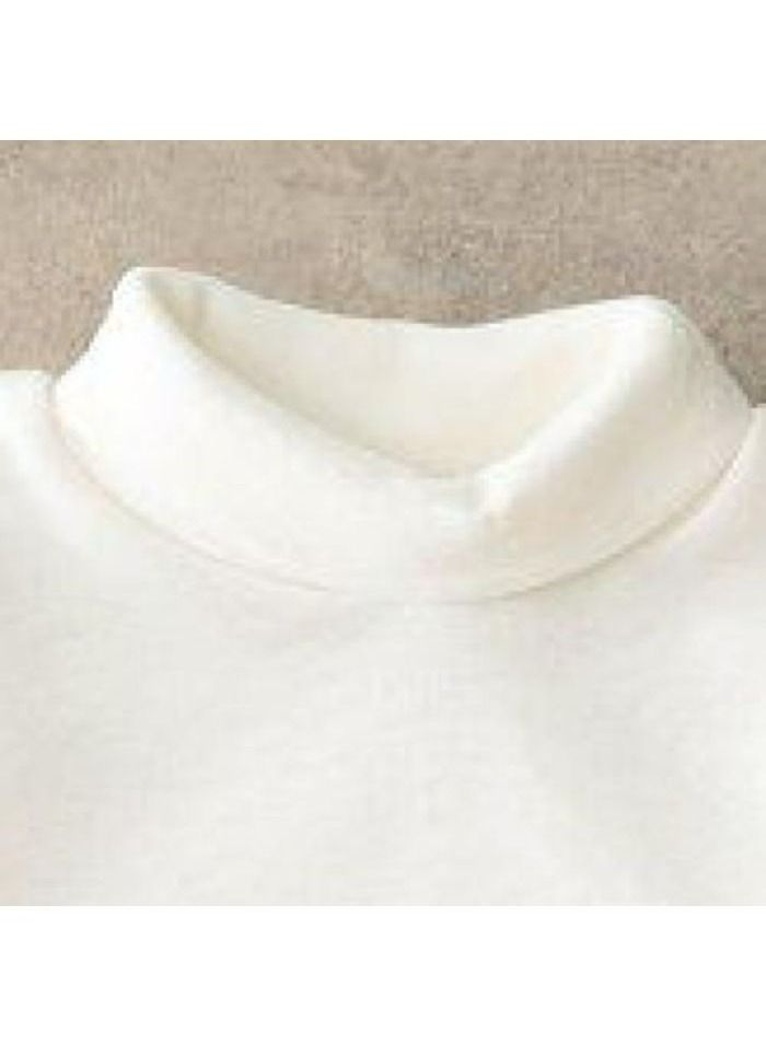 High Cool Basic Baby Jumpsuit with Two Snaps Newborn Winter Jumpsuit High Neck Long Sleeves Fleece Lined Terry Jumpsuit Infant Bodysuit, OFF-White - Image 3