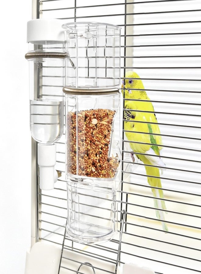 YOOSO WING No Mess Automatic Bird Feeder & Water Dispenser Set, Transparent Parrot Cage Accessories - Food Container and Drinker for Parakeets, Cockatiels, Finches, Lovebirds, Budgies, Canaries - Image 1