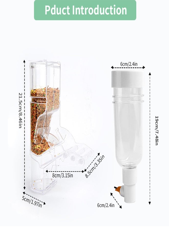 YOOSO WING No Mess Automatic Bird Feeder & Water Dispenser Set, Transparent Parrot Cage Accessories - Food Container and Drinker for Parakeets, Cockatiels, Finches, Lovebirds, Budgies, Canaries - Image 5