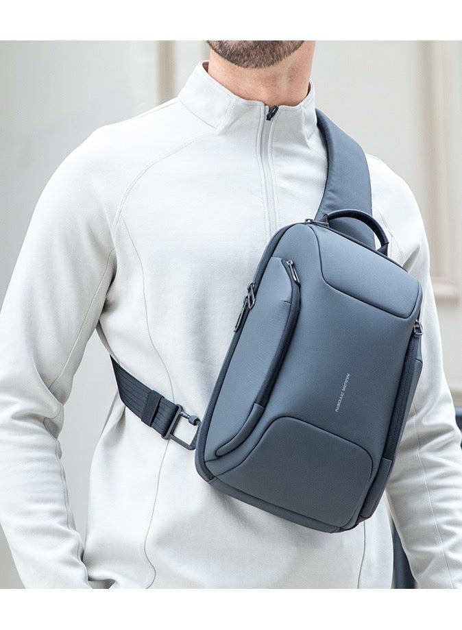 Mark Ryden MR-7730 Grey Future Series Crossbody Sling Bag – iPad Compartment, Waterproof Oxford, Breathable Back Panel, Multi-Pocket Design, YKK Zippers, Retractable Key Fob - Image 2