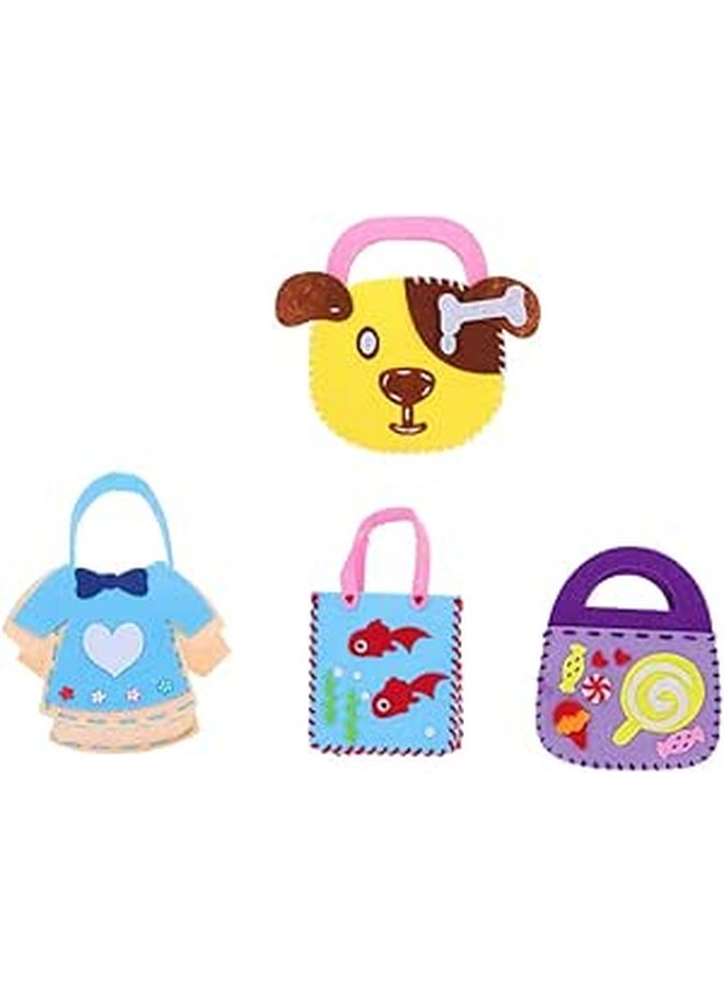 4 Sets Boys And Girls Non Woven Fabric Hand Bag Making Craft Kit Cartoon Design For Storage Birthday Festival Party Favor - Image 1