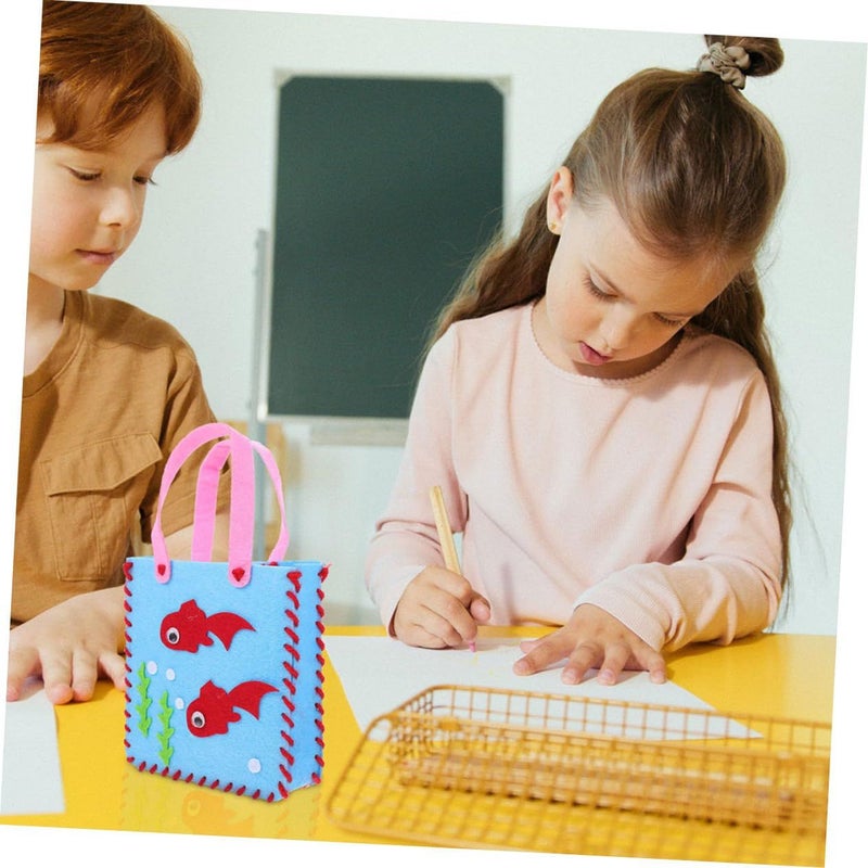 4 Sets Boys And Girls Non Woven Fabric Hand Bag Making Craft Kit Cartoon Design For Storage Birthday Festival Party Favor - Image 4