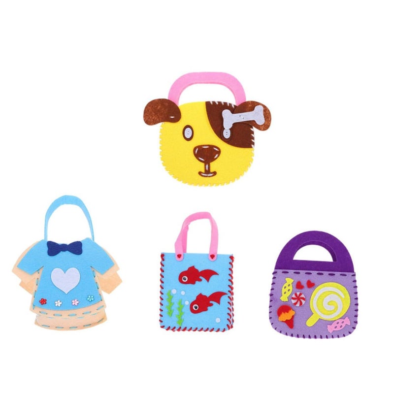 4 Sets Boys And Girls Non Woven Fabric Hand Bag Making Craft Kit Cartoon Design For Storage Birthday Festival Party Favor - Image 2