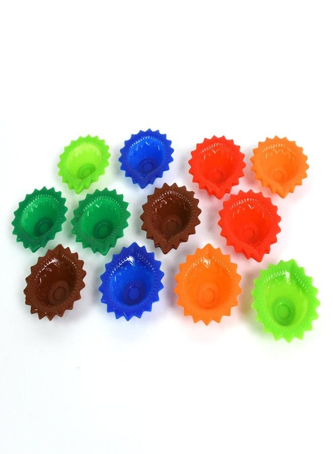 Madhabi Silicone Diya Set for Diwali – 12 Pcs Colorful Decorative Diyas, Reusable & Unbreakable, Festival Home Decoration Lights – Unique Design Combo for Diwali Celebration - Image 1