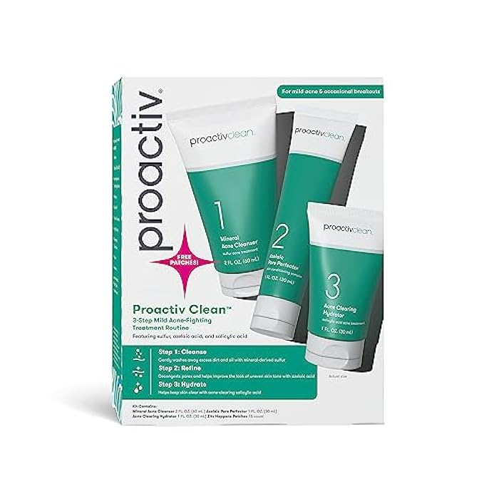 Proactiv Clean 3 Step Acne Routine w/ Pimple Patches- Sulfur Acne Treatment Cleanser, Azelaic Acid Serum, and Facial Moisturizer for Sensitive, Acne-Prone Skin- 30 Day Acne Kit with Pimple Patches - Image 2