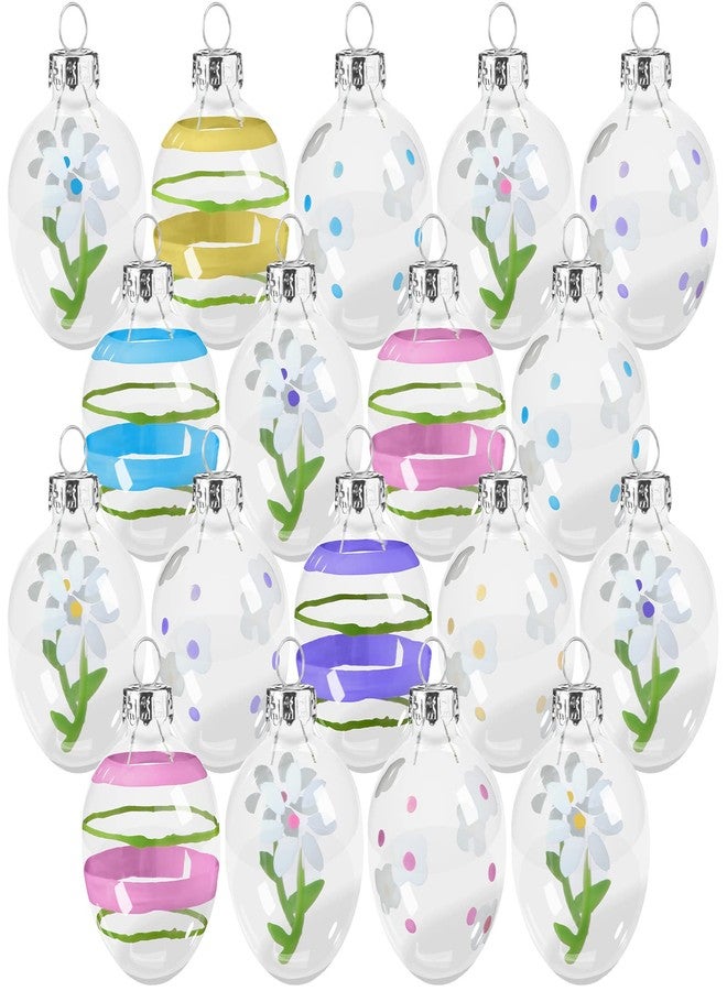 Marsui 18 Pcs Glass Easter Egg Ornaments Hanging Stained Glass Egg Hand Painted Pastel Easter Eggs for Tree Spring Tree Decorations with String for Home Decor Easter Party, 1.2 x 2'' (Hand Painted Style) - Image 1