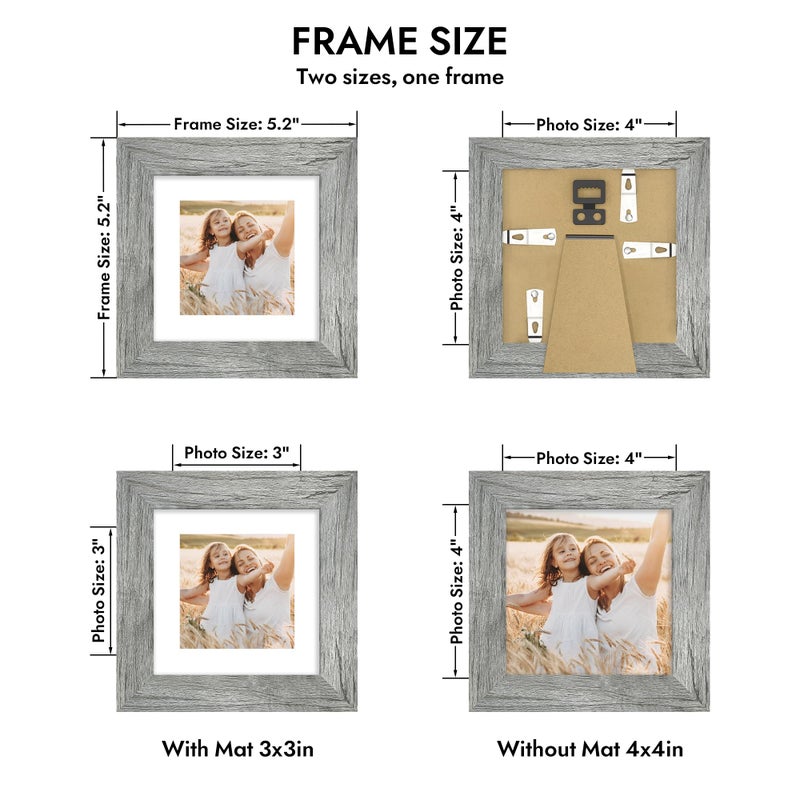 Hongkee 4x5 Picture Frame, Made of Real Glass and Wooden Frame, Horizontal and Vertical Display for Wall or Tabletop (Grey, 1 Pack) - Image 3
