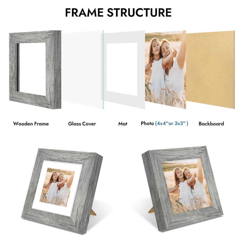 Hongkee 4x5 Picture Frame, Made of Real Glass and Wooden Frame, Horizontal and Vertical Display for Wall or Tabletop (Grey, 1 Pack) - Image 5