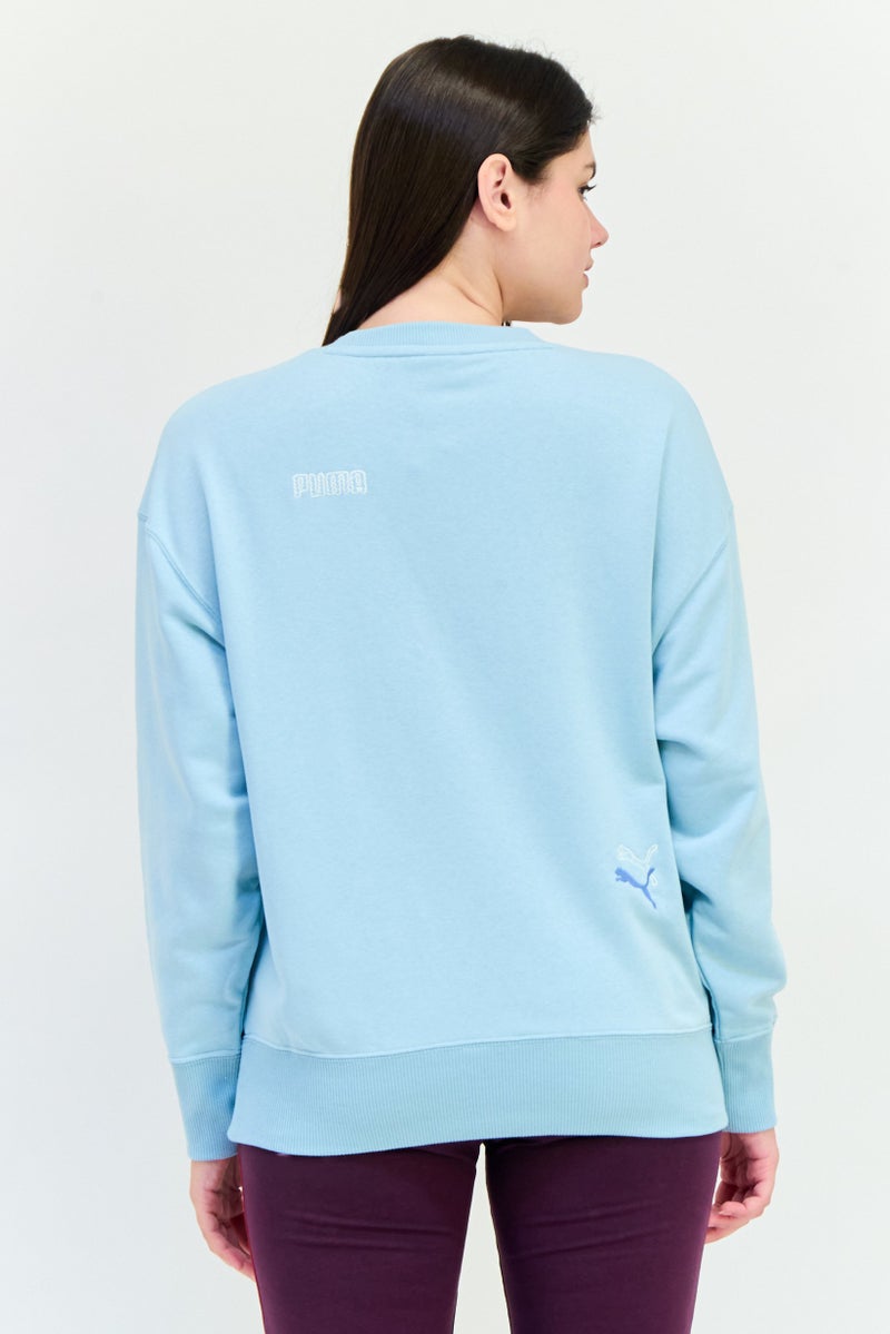 PUMA سويت شيرت خارجي بأكمام طويلة مريحة للنساء، لون تركواز سرف - Image 3