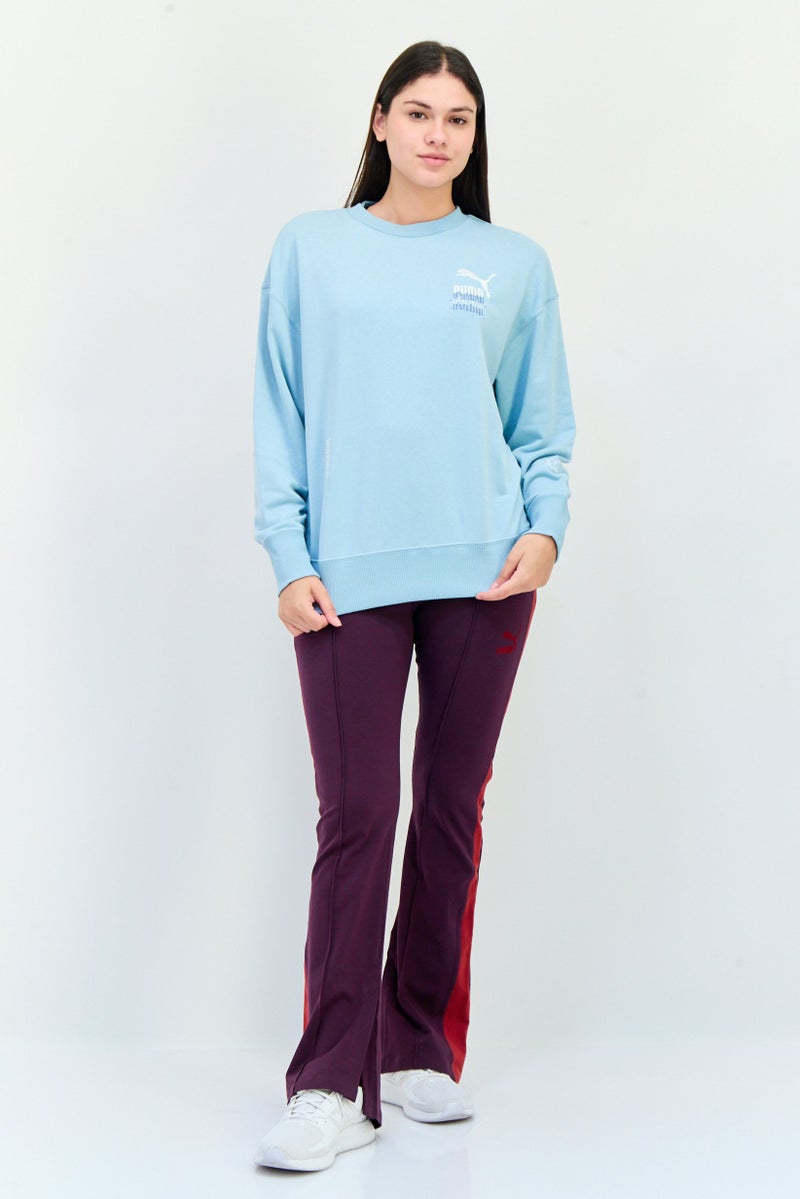 PUMA سويت شيرت خارجي بأكمام طويلة مريحة للنساء، لون تركواز سرف - Image 4
