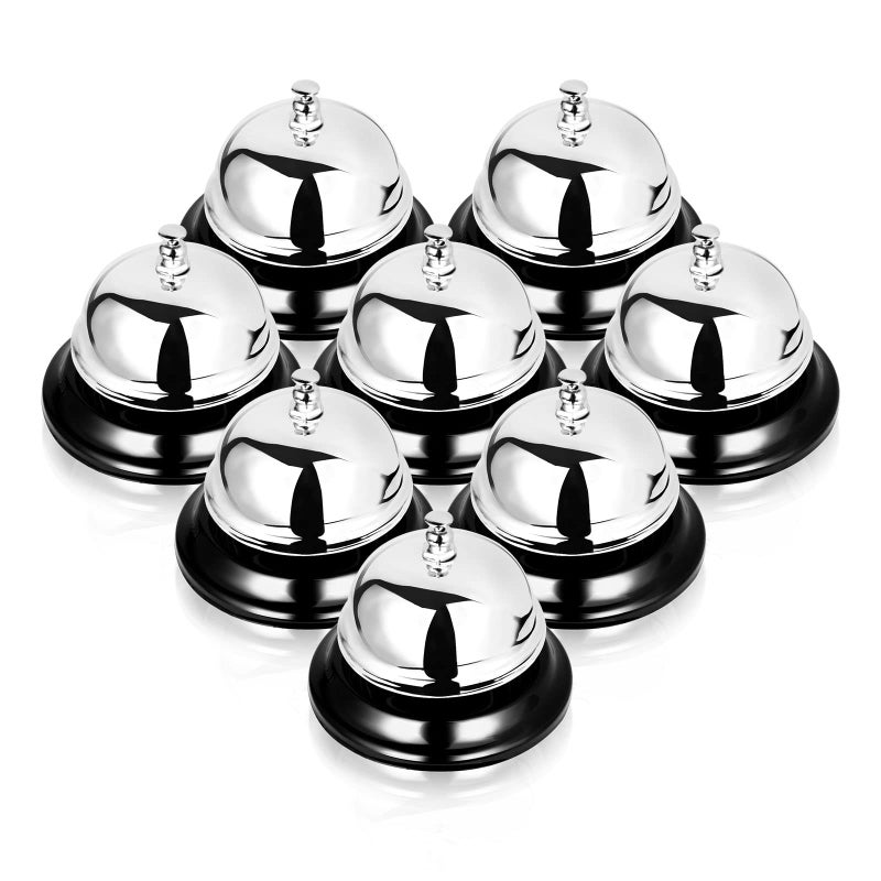 FVIEXE 8PCS Metal Call Bell Silver 35 Inch Diameter Restaurant Hotel Office Pet Dog Training