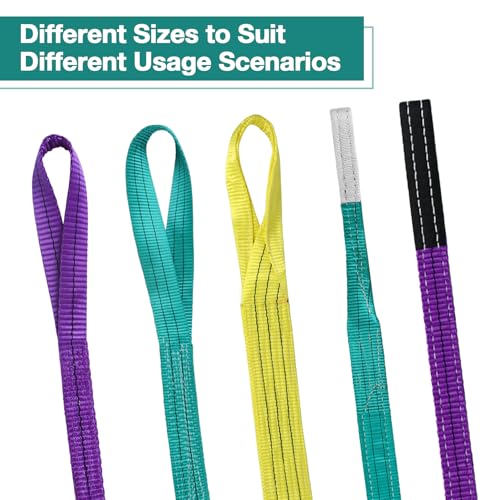 sumpluct Lift Sling Straps,2" x 3' 2-Ply Heavy Duty Flat Eye Lift Slings,Polyester Lifting Sling Strap Not Nylon Tree Saver Recovery Strap Web Sling Rigging Moving Tow Hoist Gear Straps 2 Pack - Image 5