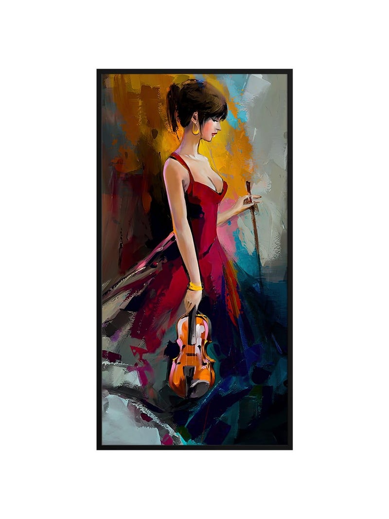 999STORE Beautiful Women Hand Violin Art Long Big Canvas Wall modern painting women painting Canvas Framed_24X48 Inches BoxF24X48057