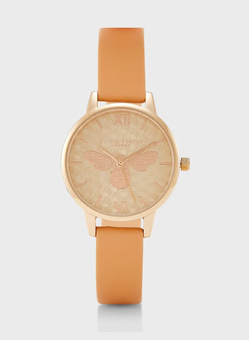 OLIVIA BURTON Pale Rose Gold Sunray & Bee Analog Watch