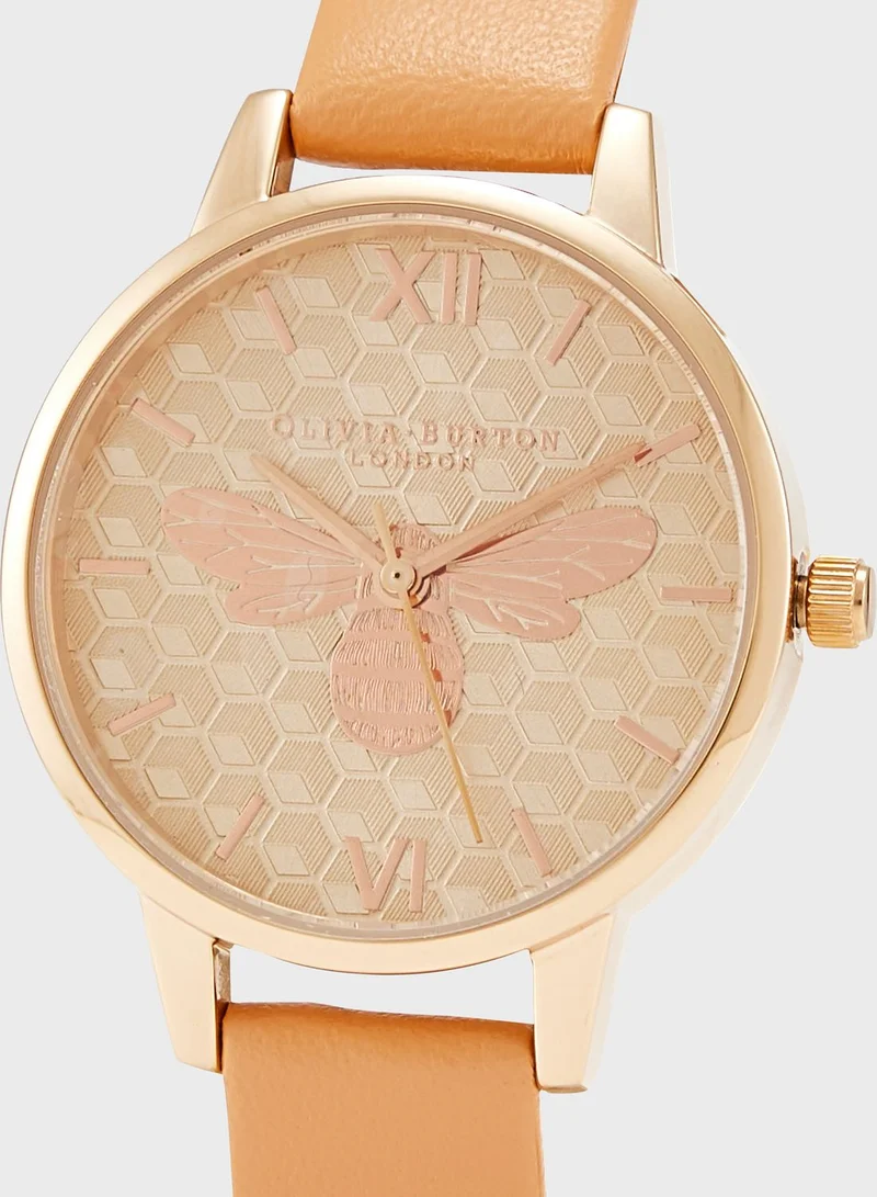 OLIVIA BURTON Pale Rose Gold Sunray & Bee Analog Watch
