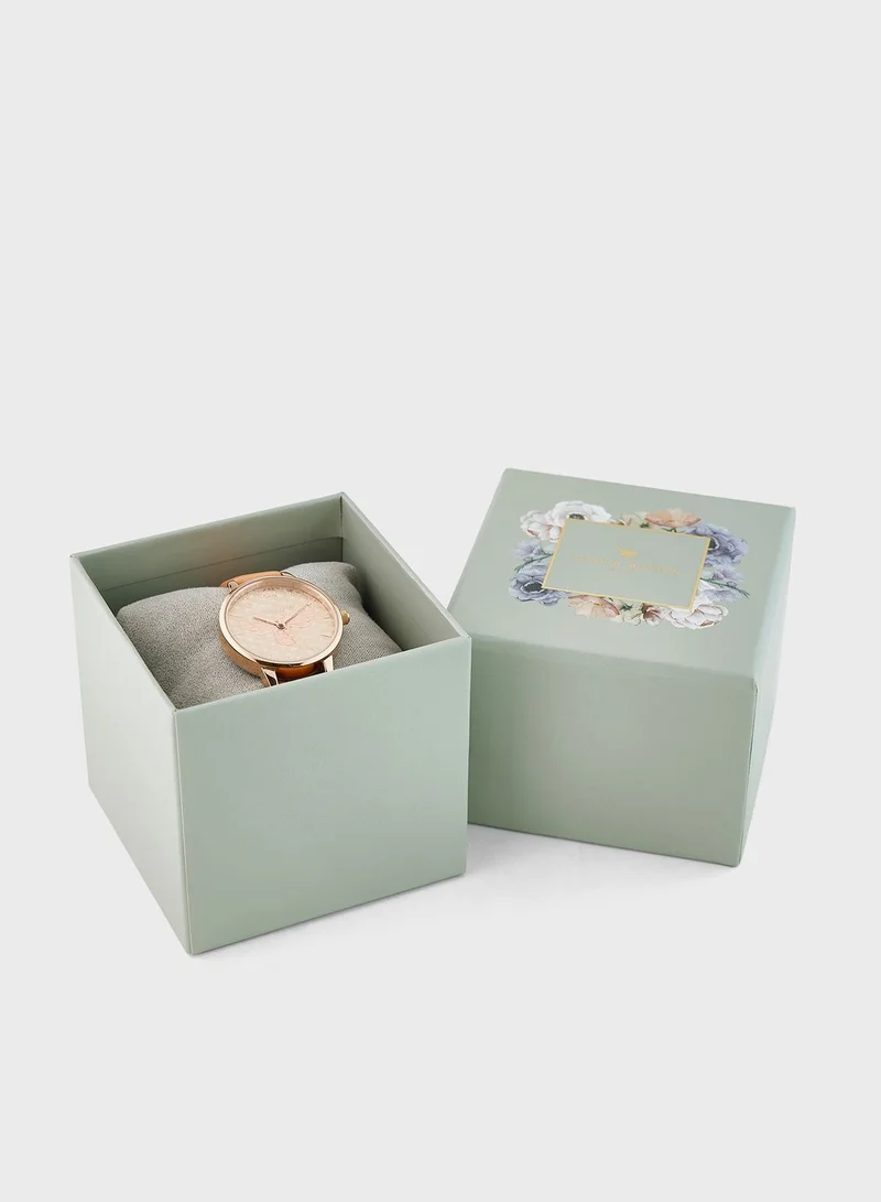 OLIVIA BURTON Pale Rose Gold Sunray & Bee Analog Watch