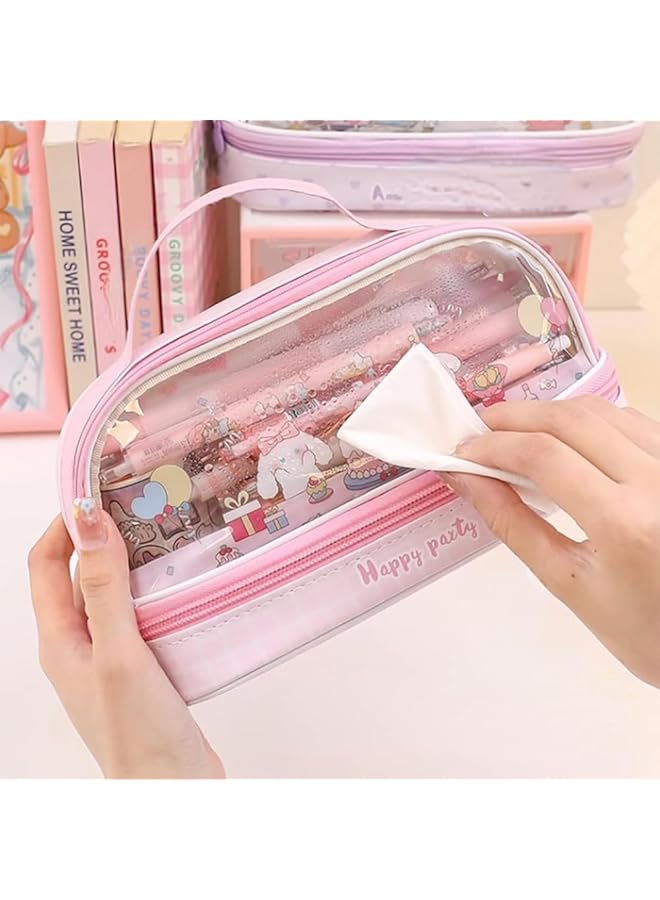 بوليفياز حافظة أقلام، حافظة أقلام كبيرة، حافظة أقلام وردية، حافظة أقلام مدرسية، حقيبة أقلام للبنات مناسبة للبنات لاستخدامها في المدرسة - Image 3