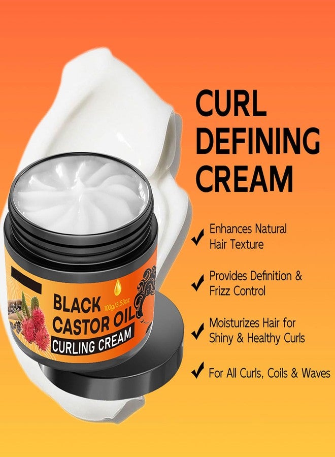 Grospe Black Castor Oil Curl Defining Cream, Hydrating Argan Oil Hair Mask Curl Cream for Enhances Wavy Hair and Curly Hair Smoothing Curling Cream for Long-Lasting Styling Volume and Reduces Frizz - Image 5