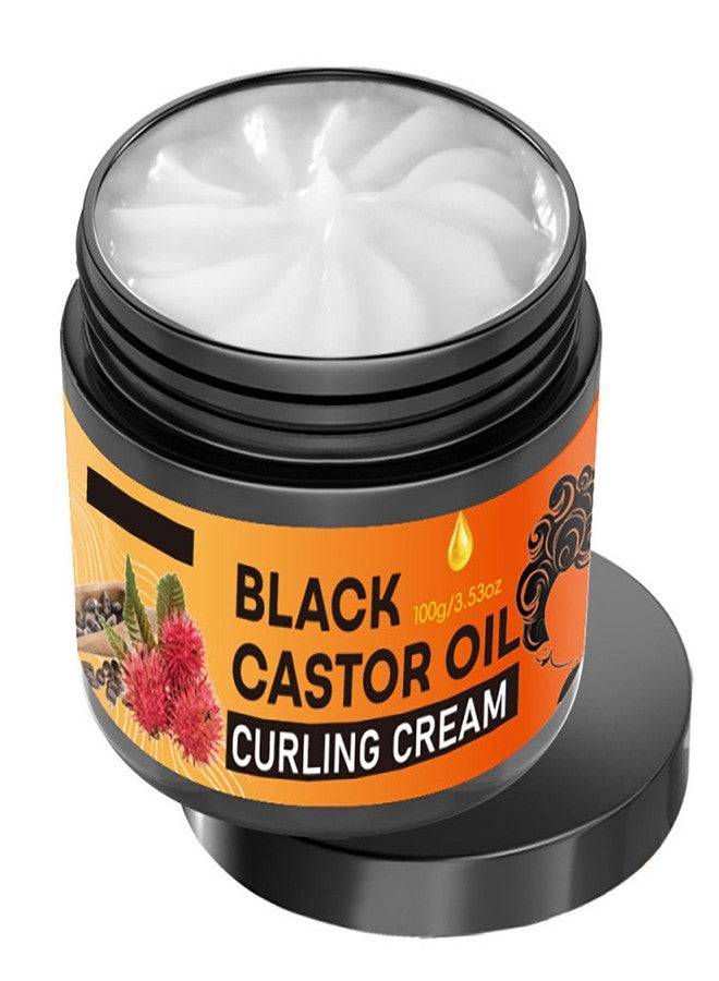 Grospe Black Castor Oil Curl Defining Cream, Hydrating Argan Oil Hair Mask Curl Cream for Enhances Wavy Hair and Curly Hair Smoothing Curling Cream for Long-Lasting Styling Volume and Reduces Frizz - Image 1