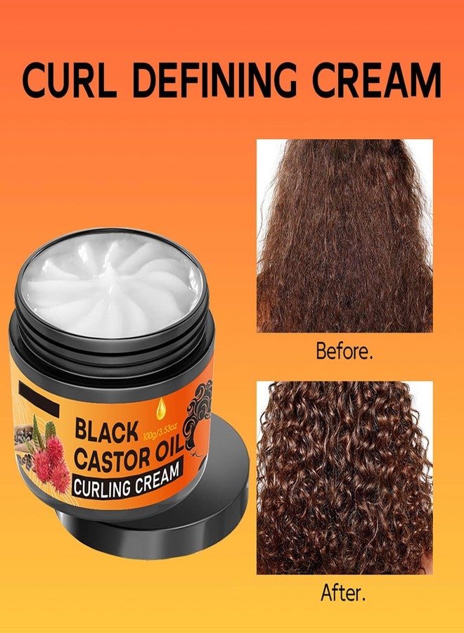Grospe Black Castor Oil Curl Defining Cream, Hydrating Argan Oil Hair Mask Curl Cream for Enhances Wavy Hair and Curly Hair Smoothing Curling Cream for Long-Lasting Styling Volume and Reduces Frizz - Image 4