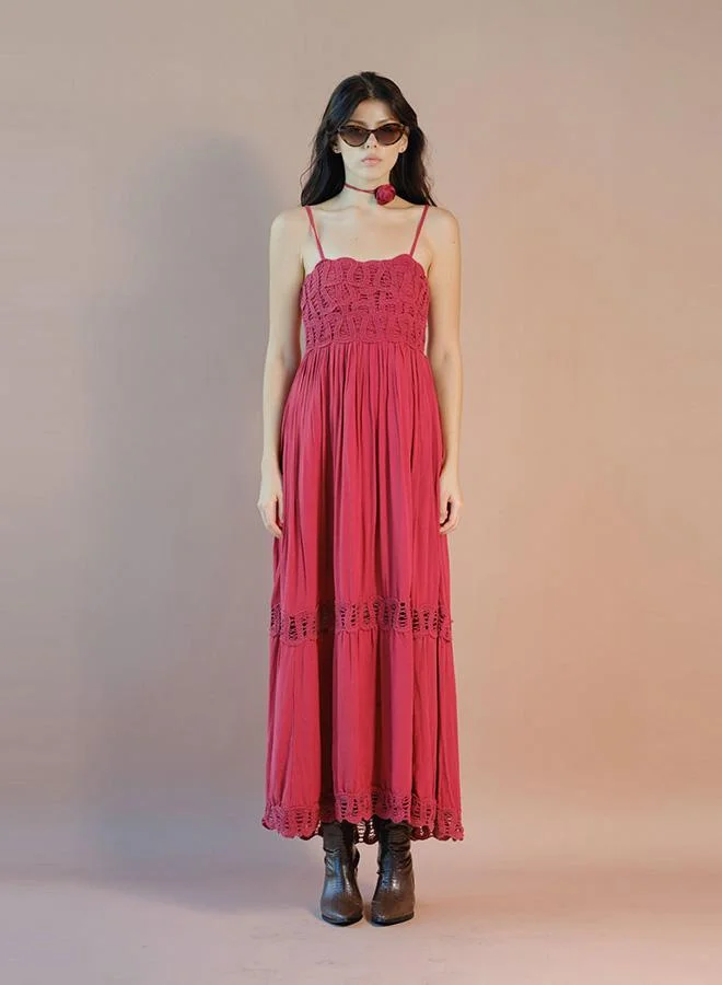 Virgio 100% Viscose Maxi Dress Strappy Lace Style