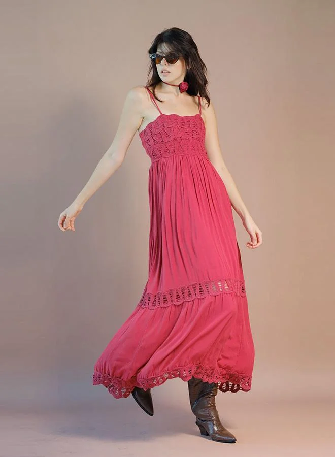 Virgio 100% Viscose Maxi Dress Strappy Lace Style