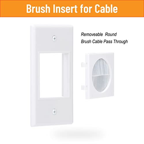 YOEMELY Cable Pass Through Wall Plate 12 Pack, 1 Gang Brush Wall Plate with Round Pass Through for Power Cords, HDMI, Coaxial, VGA, DVI, Speaker or Ethernet Cables - Image 3