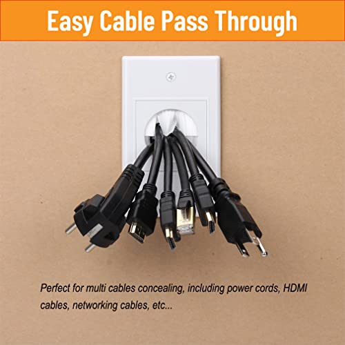 YOEMELY Cable Pass Through Wall Plate 12 Pack, 1 Gang Brush Wall Plate with Round Pass Through for Power Cords, HDMI, Coaxial, VGA, DVI, Speaker or Ethernet Cables - Image 5