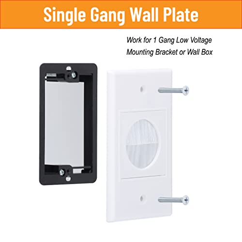 YOEMELY Cable Pass Through Wall Plate 12 Pack, 1 Gang Brush Wall Plate with Round Pass Through for Power Cords, HDMI, Coaxial, VGA, DVI, Speaker or Ethernet Cables - Image 4