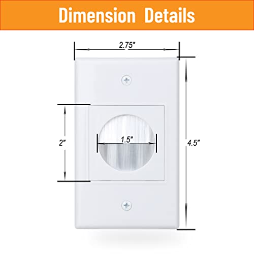 YOEMELY Cable Pass Through Wall Plate 12 Pack, 1 Gang Brush Wall Plate with Round Pass Through for Power Cords, HDMI, Coaxial, VGA, DVI, Speaker or Ethernet Cables - Image 2