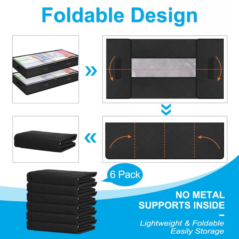 Budding Joy 90L Under Bed Storage Containers, Closet Organizers and Storage Bins, Foldable Underbed Storage Bags for Blankets, Towels, Comforter, Sweaters, Pillows, Linen Sheets, Wrapping Paperï¼ŒBlack - Image 5