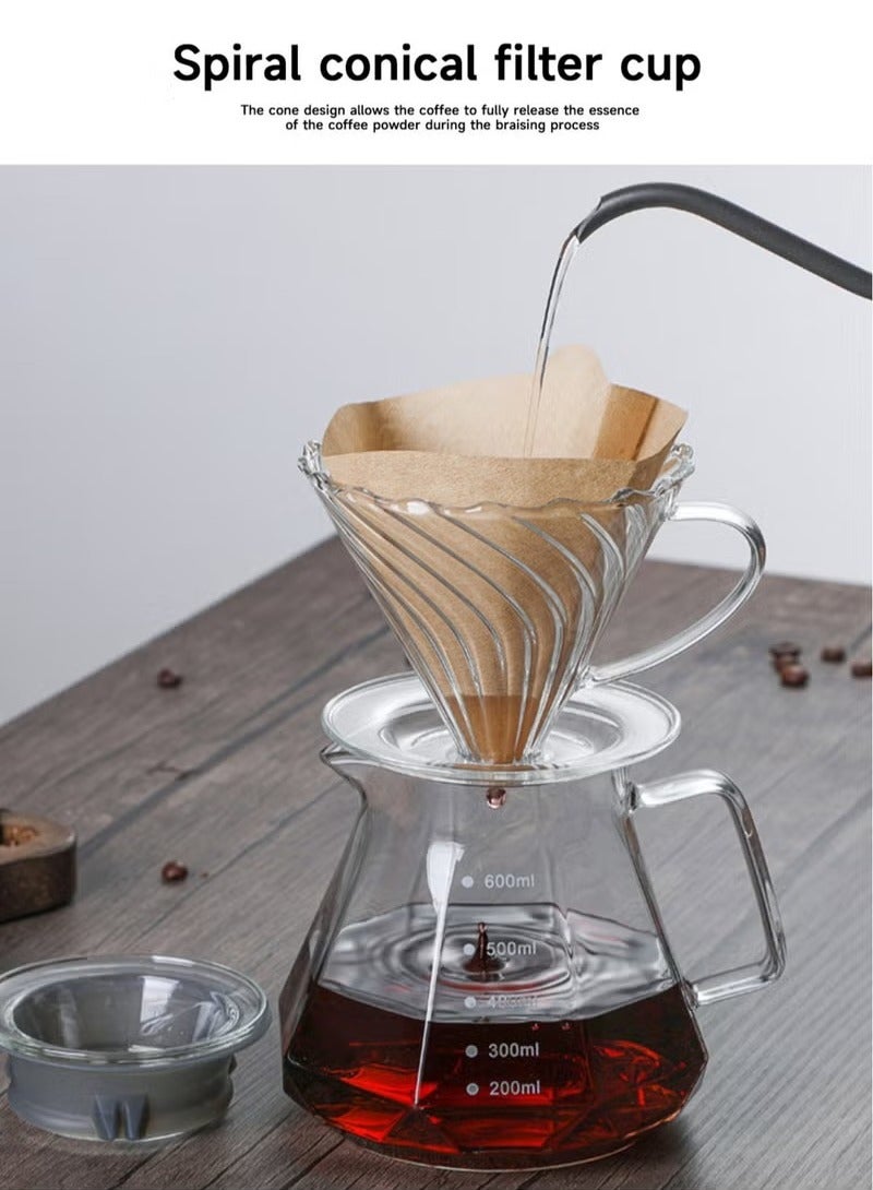 HOMESTAR Drip Coffee Maker Pour Over Set 600Ml for 4 Cups Coffee Dripper with Glass Carafe Coffee Server for Home Office Coffee Bar - Image 3