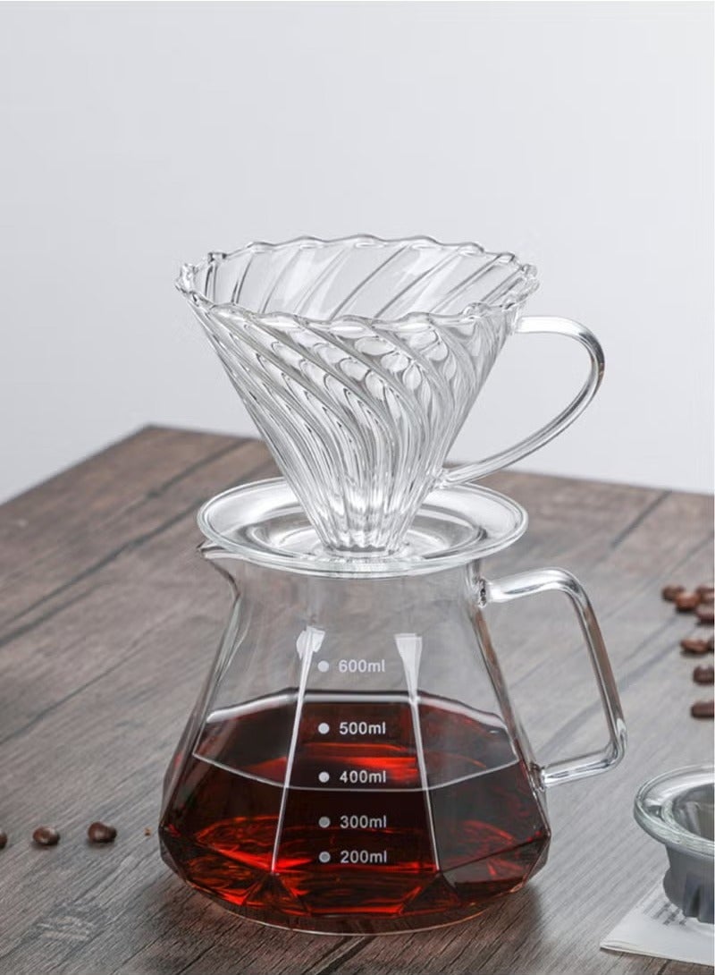 HOMESTAR Drip Coffee Maker Pour Over Set 600Ml for 4 Cups Coffee Dripper with Glass Carafe Coffee Server for Home Office Coffee Bar - Image 1