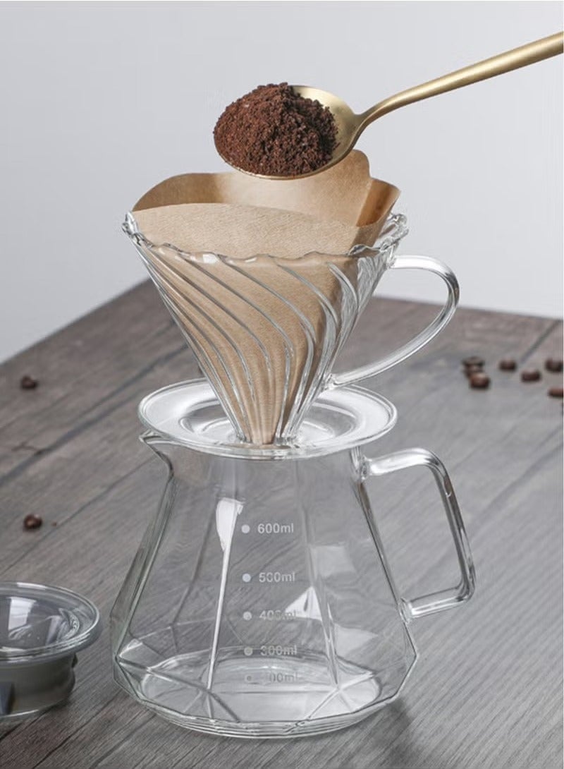 HOMESTAR Drip Coffee Maker Pour Over Set 600Ml for 4 Cups Coffee Dripper with Glass Carafe Coffee Server for Home Office Coffee Bar - Image 4