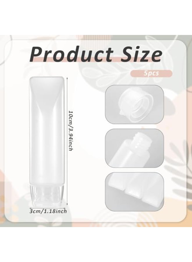 Piriuuo 5 Pcs 1 oz Refillable Toothpaste Tubes Empty Travel Bottles Reusable Mini Lotion Bottles Makeup Containers Travel Dispensers - Image 3