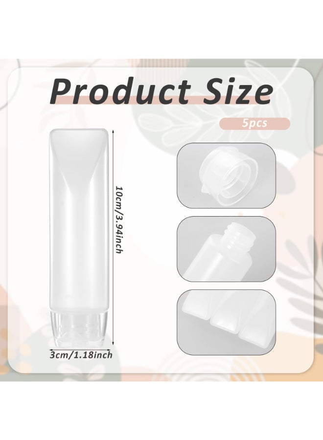 Piriuuo 5 Pcs 1 oz Refillable Toothpaste Tubes Empty Travel Bottles Reusable Mini Lotion Bottles Makeup Containers Travel Dispensers - Image 4