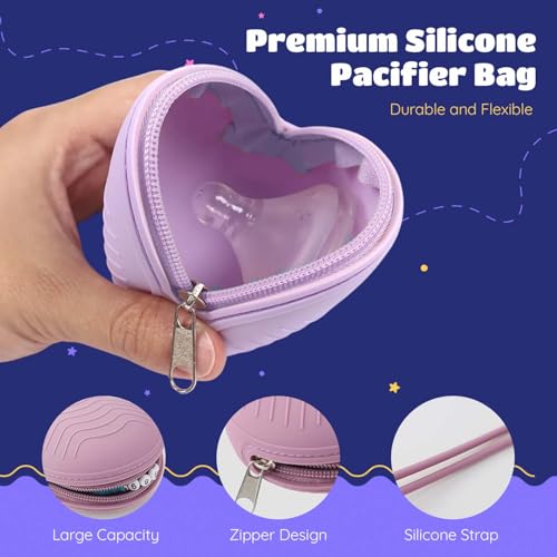 Homeaura Silicone Baby Pacifier Holder Case with Handstrap – BPA-Free Round Pacifier Storage Pouch for Newborns | Portable Waterproof Organizer for Diaper Bag, Travel & Stroller - Image 5