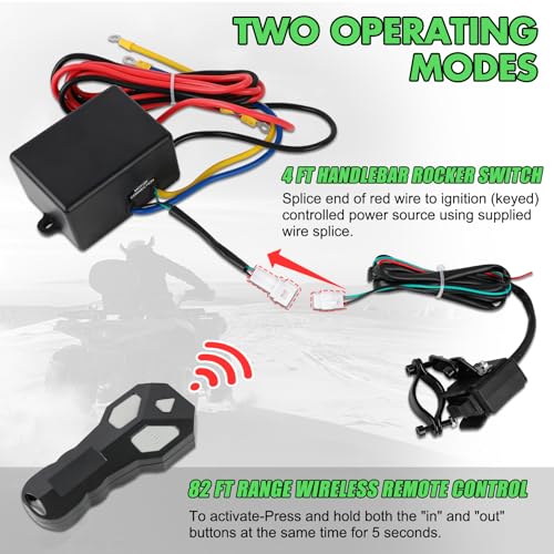 STEGODON 3500 lb Winch ATV UTV Electric Winch,12V Waterproof Winch Synthetic Rope Trailer Electric Winch with Wired Remote and Wireless Remote for ATV UTV Towing,Boat,Off-Road - Image 4