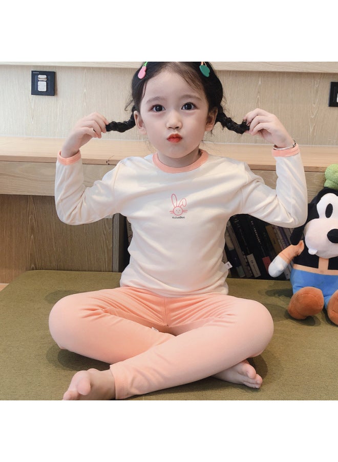 De Velvet Autumn And Winter Children's Thermal Underwear Autumn Clothes Long Pants Suit Boys And Girls Color Matching Home Wear Pajamas Two-piece Suit Fashion