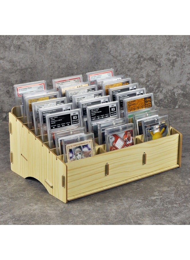Generic - Collection Card Star Card Bao Ke Meng Storage Box Card PSA Rating Card BGS Storage Display Storage Card Brick Bracket-Specifications:ZJ003 Light Wood Color 24 Card Position - Image 1